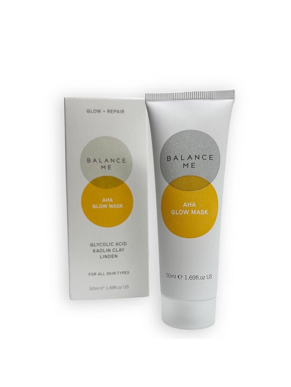 Balance Me AHA Glycolic Acid Brightening Exfoliation Glow Mask 50ml Vegan NEW